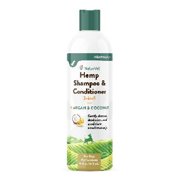 NaturVet Hemp 2-in-1 Dog Shampoo and Conditioner with Argan and Coconut, 16 oz